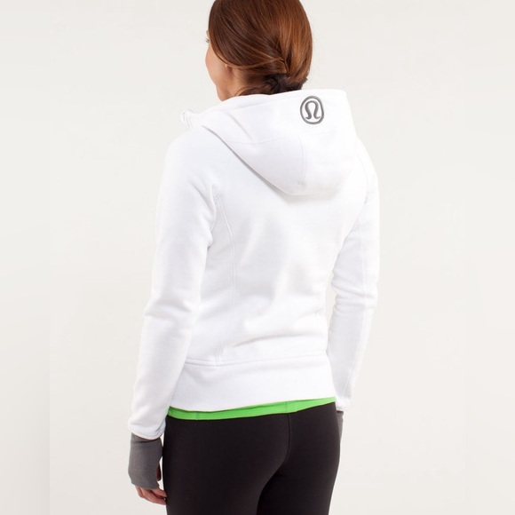 Lululemon White Full Zip Scuba Hoodie - Size 10 - Picture 2 of 15